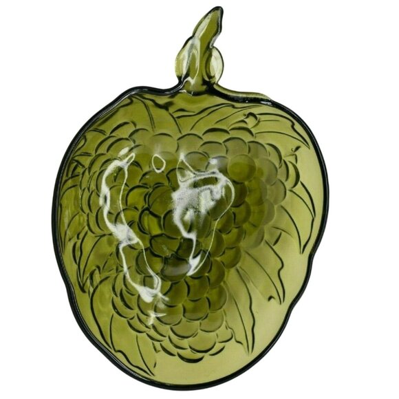 Vintage Indiana Glass Green Grape Fruit Bowl Mid Century Serving Dish - Picture 1 of 6